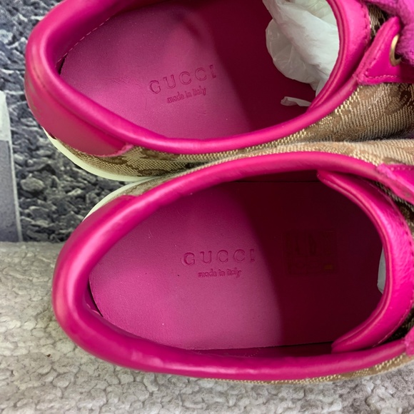 GUCCI BROOKLYN ORIGINAL BEIGE CANVAS LACE UP SHOES - Picture 6 of 9